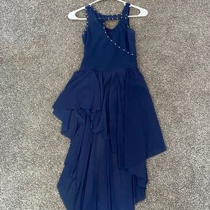 dark blue high-low dance costume dress